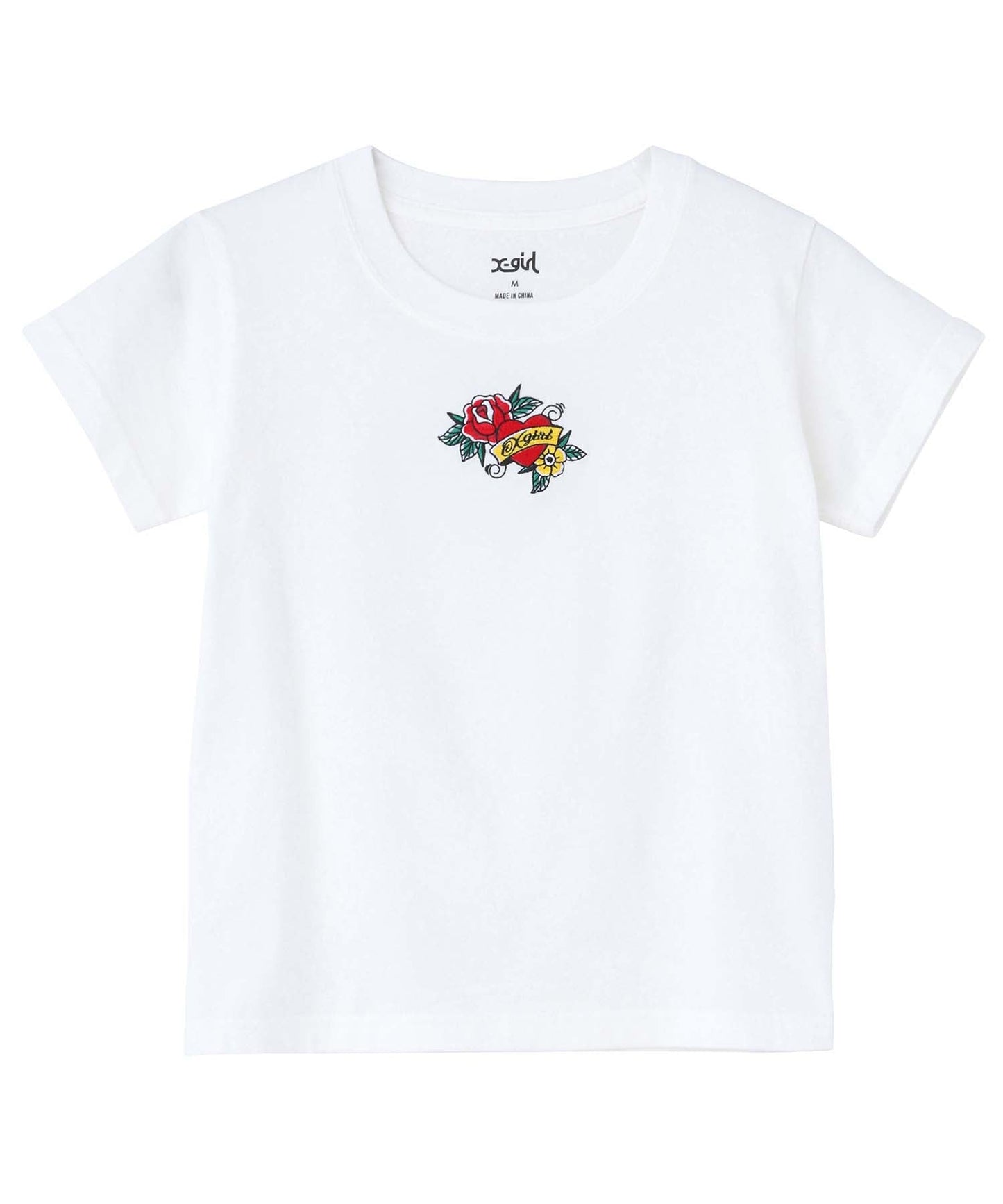 ROSE HEART EMBROIDERY S/S BABY TEE