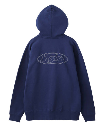 LOGO STITCHED ZIP UP SWEAT HOODIE
