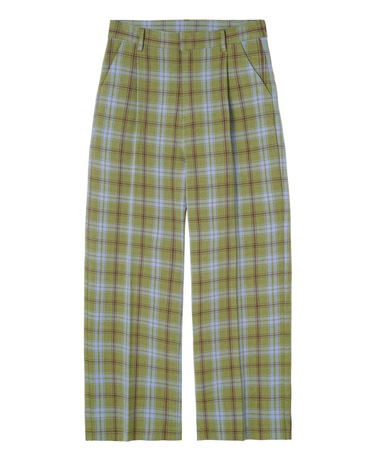 PLAID STRAIGHT LEG PANTS