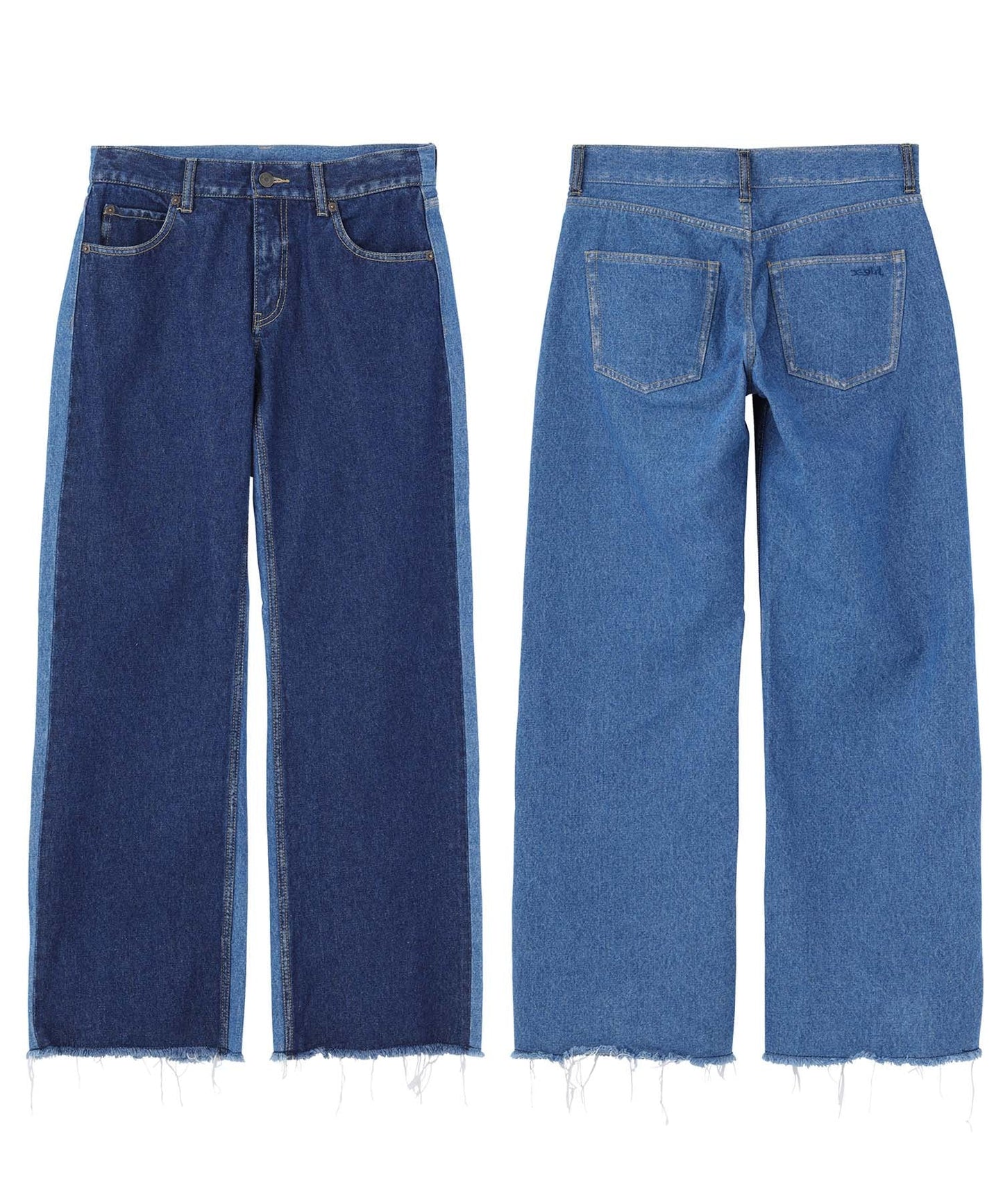 2-TONE LOW-RISE DENIM PANTS