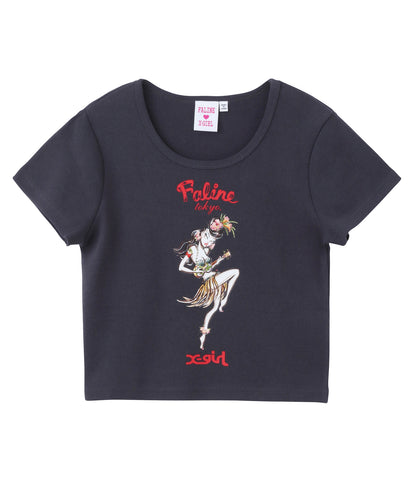 X-girl x FALINE ALOHA GIRL S/S BABY TEE