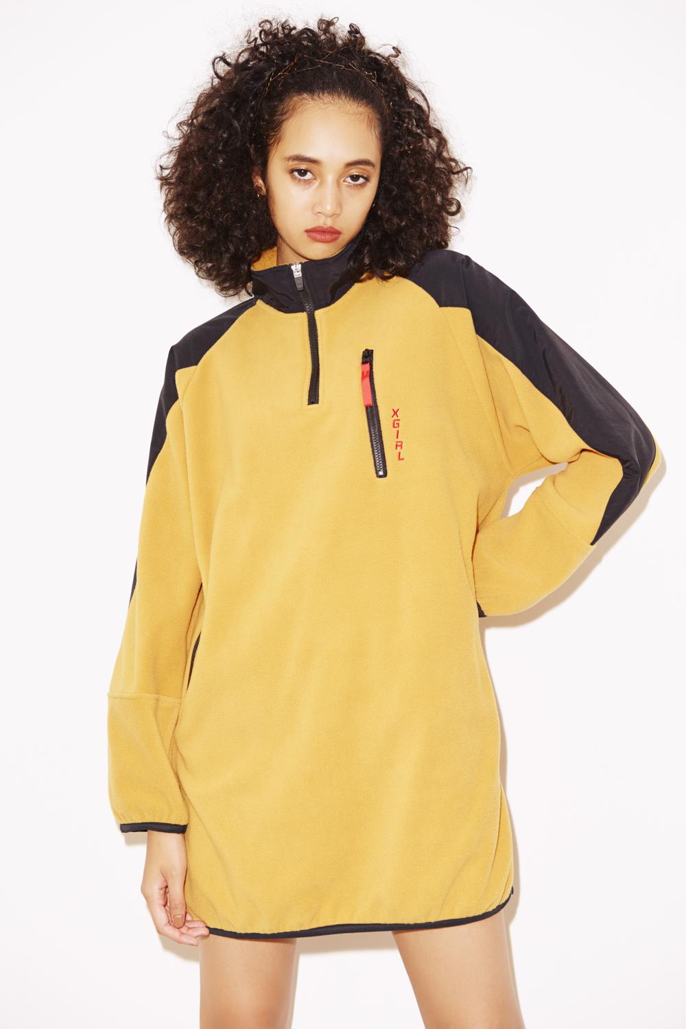 HALF ZIP FLEECE DRESS - X-girl