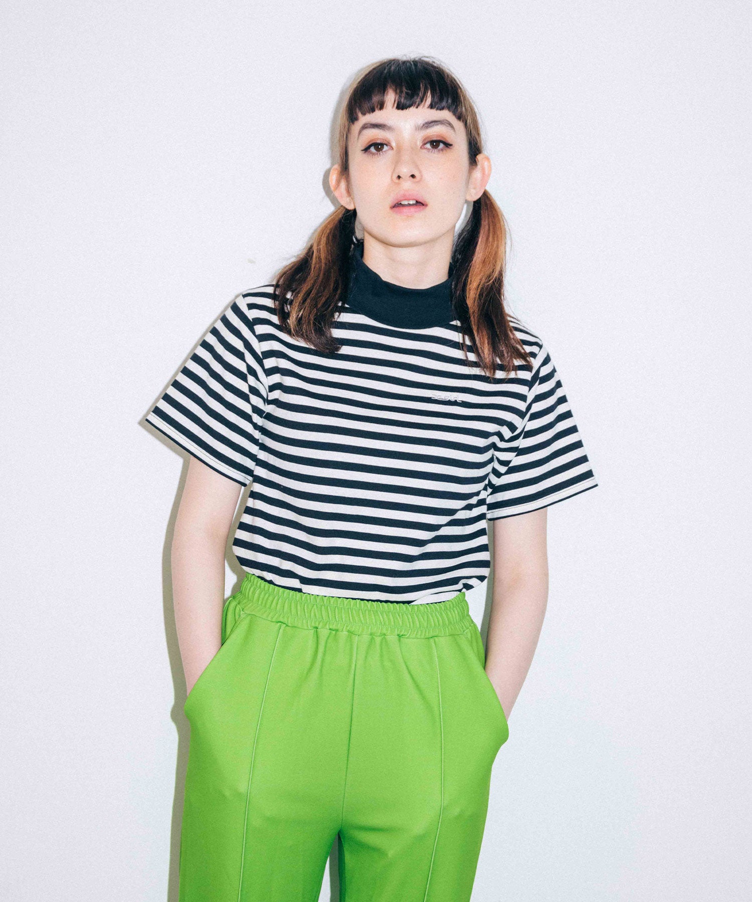 STRIPED BOTTLENECK TOP, C&S, X-Girl  