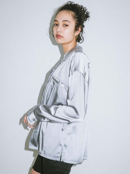 SATIN OPEN COLLAR SHIRT, SHIRT, X-Girl  