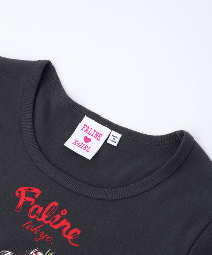 X-girl x FALINE ALOHA GIRL S/S BABY TEE