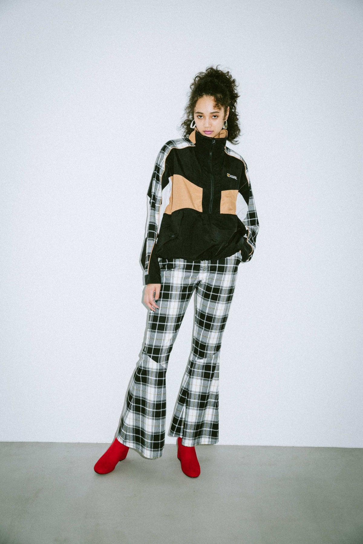 PLAID FLARE PANTS - X-girl