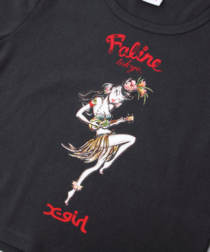 X-girl x FALINE ALOHA GIRL S/S BABY TEE