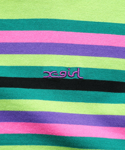 STRIPED BOTTLENECK TOP, C&S, X-Girl  