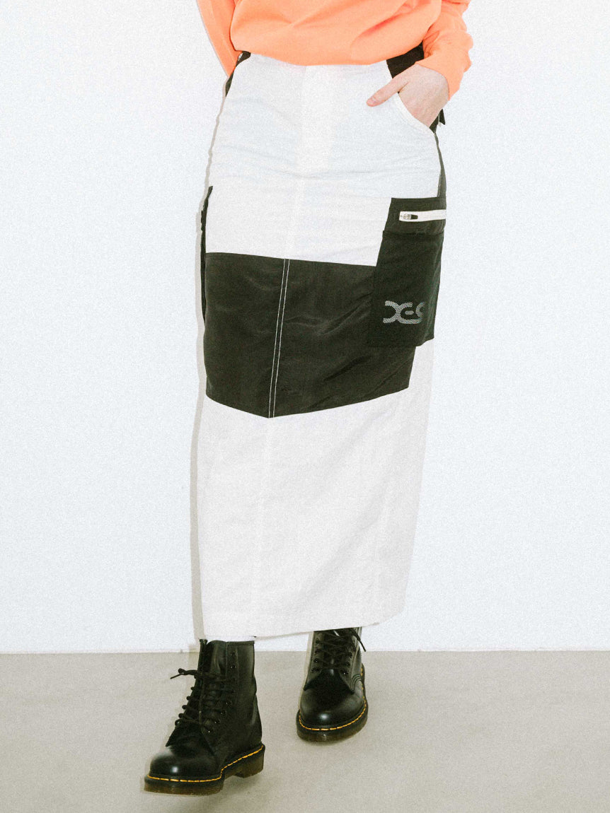 COLOR BLOCK CARGO MAXI SKIRT - X-girl