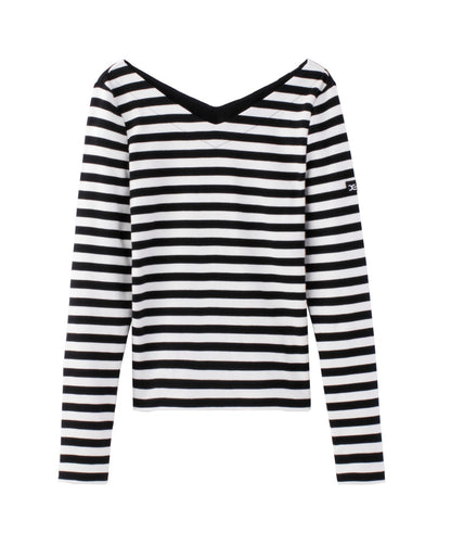 V-NECK STRIPED TOP - X-girl