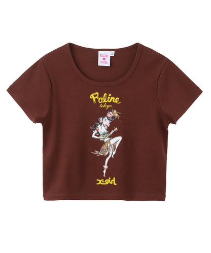 X-girl x FALINE ALOHA GIRL S/S BABY TEE