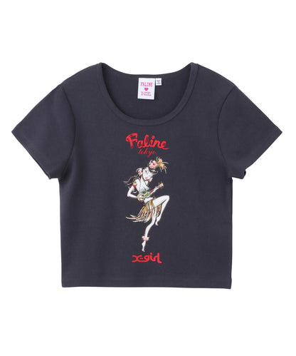 X-girl x FALINE ALOHA GIRL S/S BABY TEE