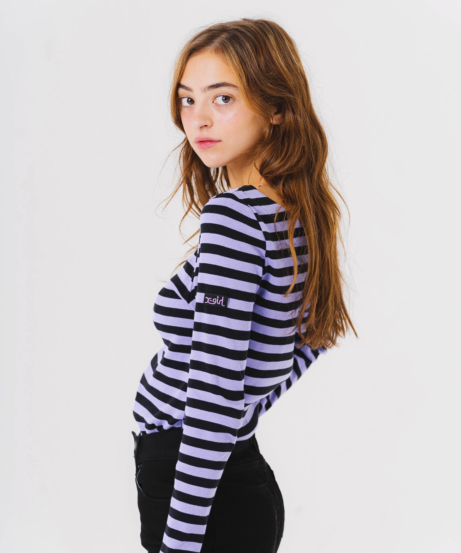 V-NECK STRIPED TOP - X-girl