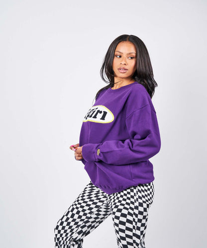 CHENILLE EMBROIDERY OVAL LOGO CREW SWEAT TOP