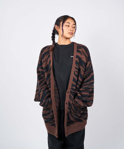 ZEBRA PATTERN OVERSIZED KNIT CARDIGAN