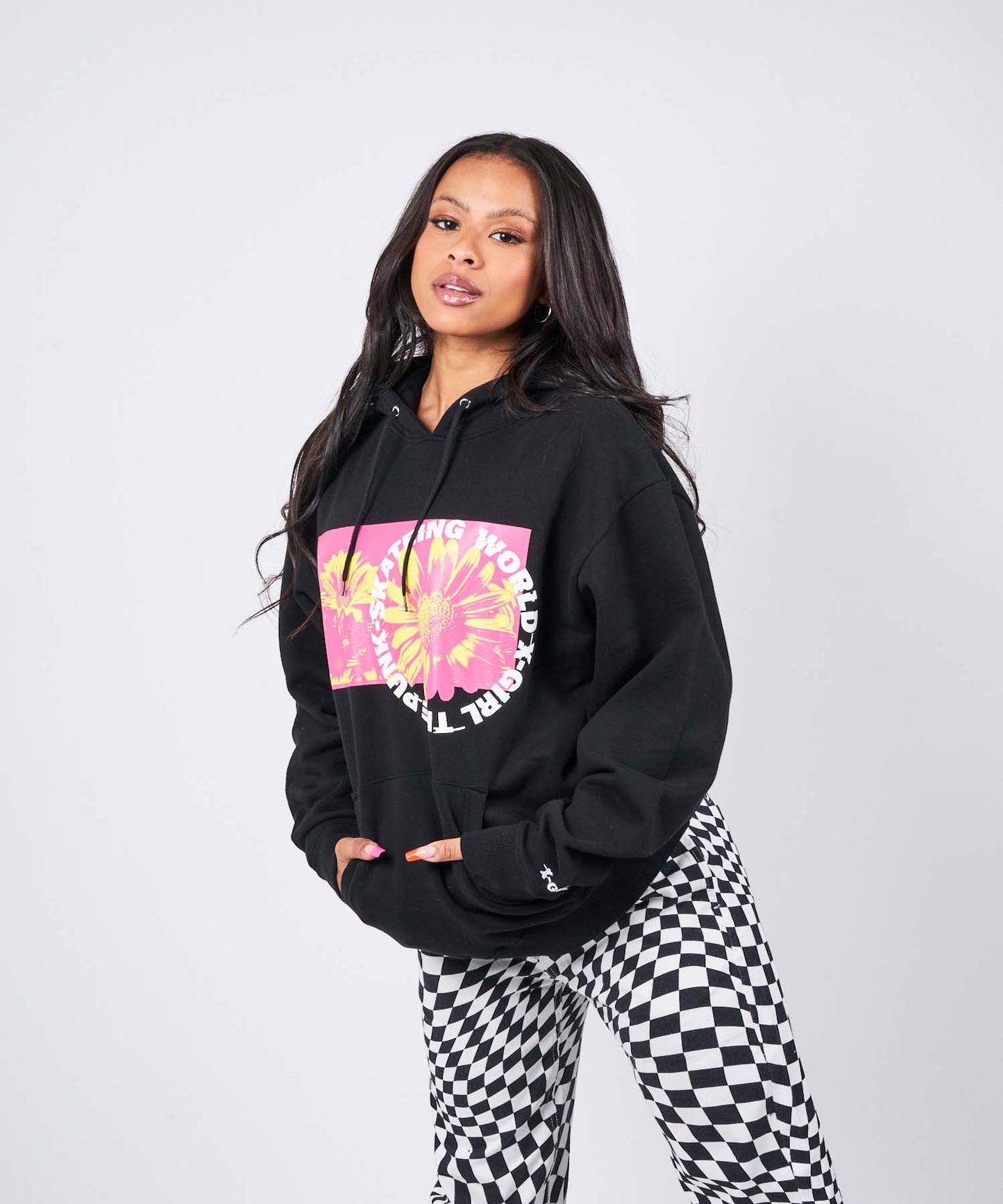 MONOCHROME DAISY SWEAT HOODIE