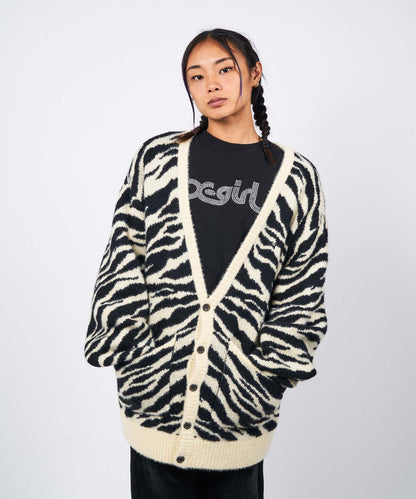 ZEBRA PATTERN OVERSIZED KNIT CARDIGAN