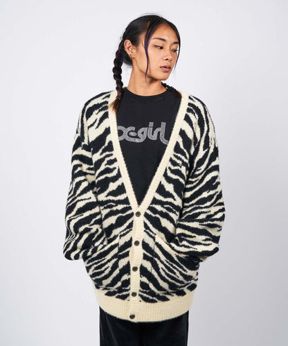ZEBRA PATTERN OVERSIZED KNIT CARDIGAN
